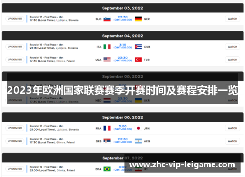2023年欧洲国家联赛赛季开赛时间及赛程安排一览