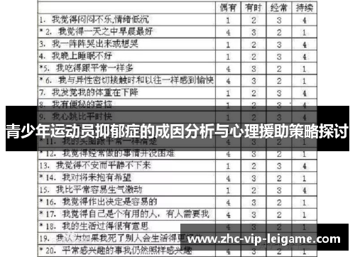 青少年运动员抑郁症的成因分析与心理援助策略探讨